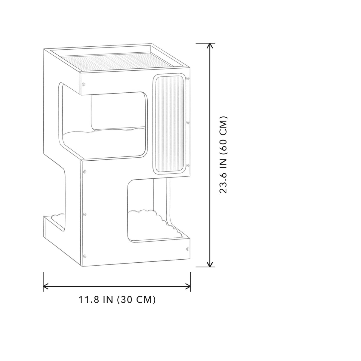 Two-Story Cat Condo, sizing