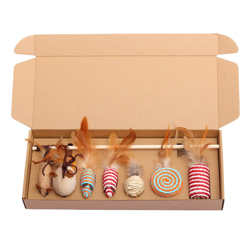 HÖVAAN - Wooden Sisal 7-Piece Cat Toy Set™