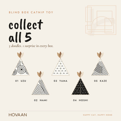 HÖVAAN Blind Box Cat Toy, the 5 designs: Uzu, Nami, Yama, Hoshi, Kaze