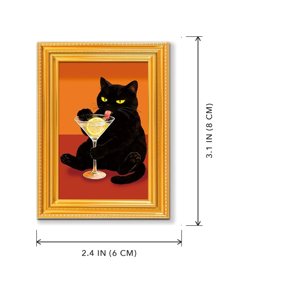 Cat fridge magnet size, 2.4 x 3.1 in (6 x 8 cm)