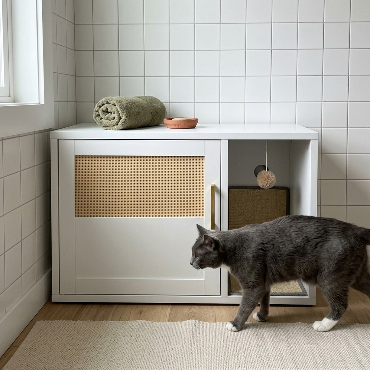 Hideaway Litter Box in a bathroom