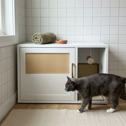 Hideaway Litter Box in a bathroom