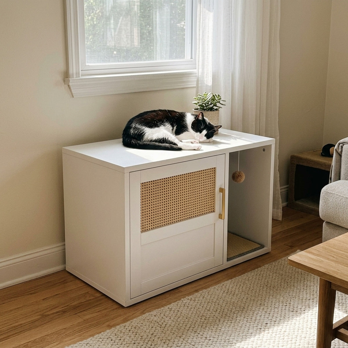 Hideaway Litter Box, cat napping on top