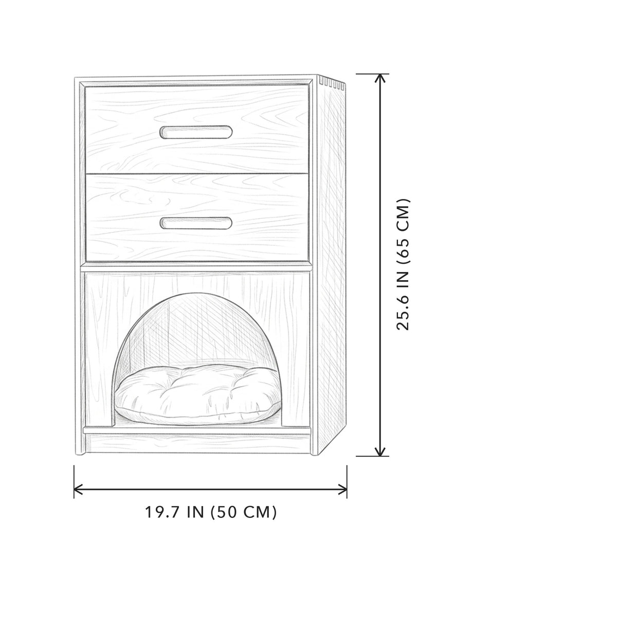 Nightstand Cat Bed, sizing