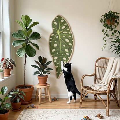 Leaf Sisal Scratcher [Botanical Edition] with a cat at home