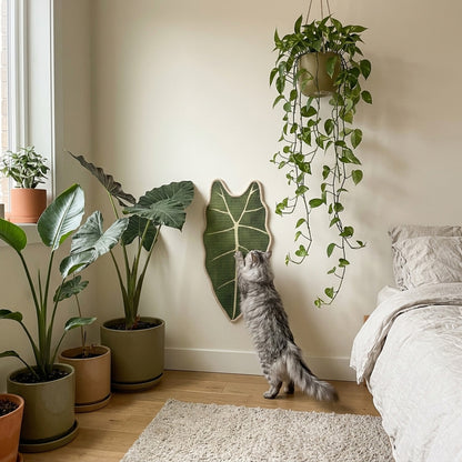 Leaf Sisal Scratcher [Botanical Edition] with a cat at home