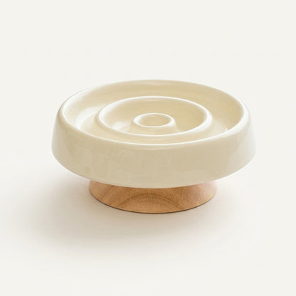 Elevated Ceramic Slow Feeder Cat Bowl, hero