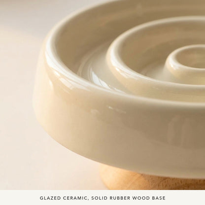 Elevated Ceramic Slow Feeder Cat Bowl, detail materials