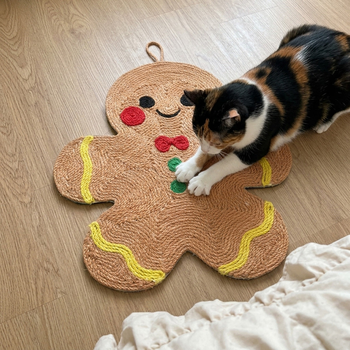 Sisal Scratcher [Christmas Edition] with a cat at home
