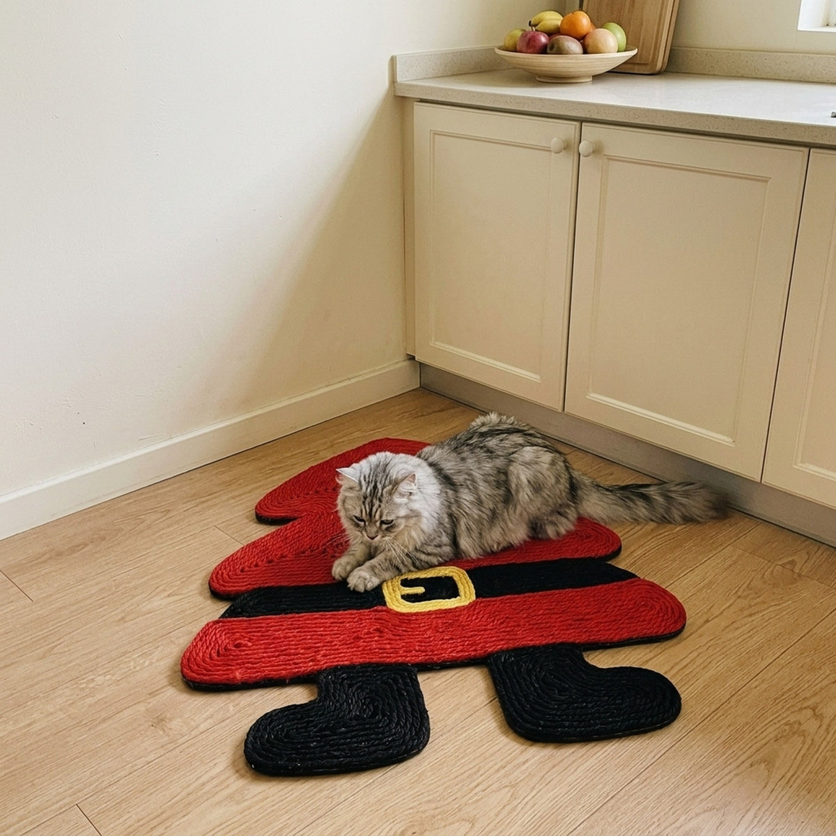 Sisal Scratcher [Christmas Edition] with a cat at home
