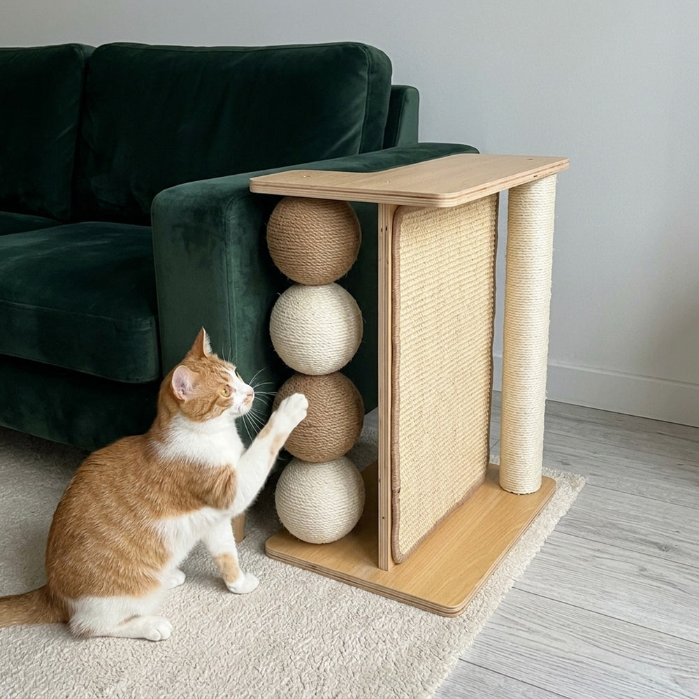 Corner Cat Scratching Post, velvet sofa balls