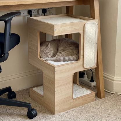 Two-Story Cat Condo, desk lilac