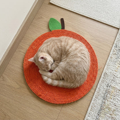 Sisal Scratcher Mat [Food Edition] with a cat at home