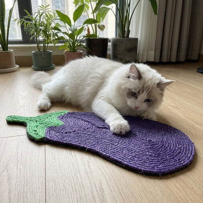 Sisal Scratcher Mat [Food Edition] with a cat at home