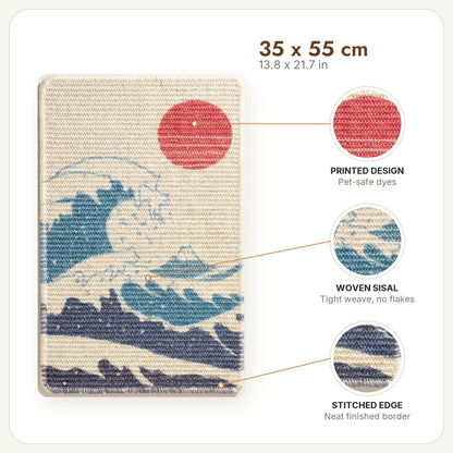 Cat Scratcher Art [Kanagawa Edition], 35 x 55 cm, woven sisal, printed design, stitched edge