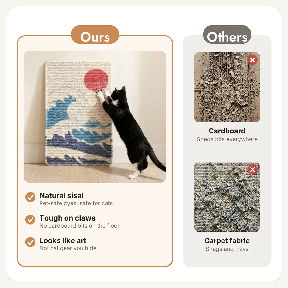 Cat Scratcher Art [Kanagawa Edition] vs cardboard and carpet scratchers