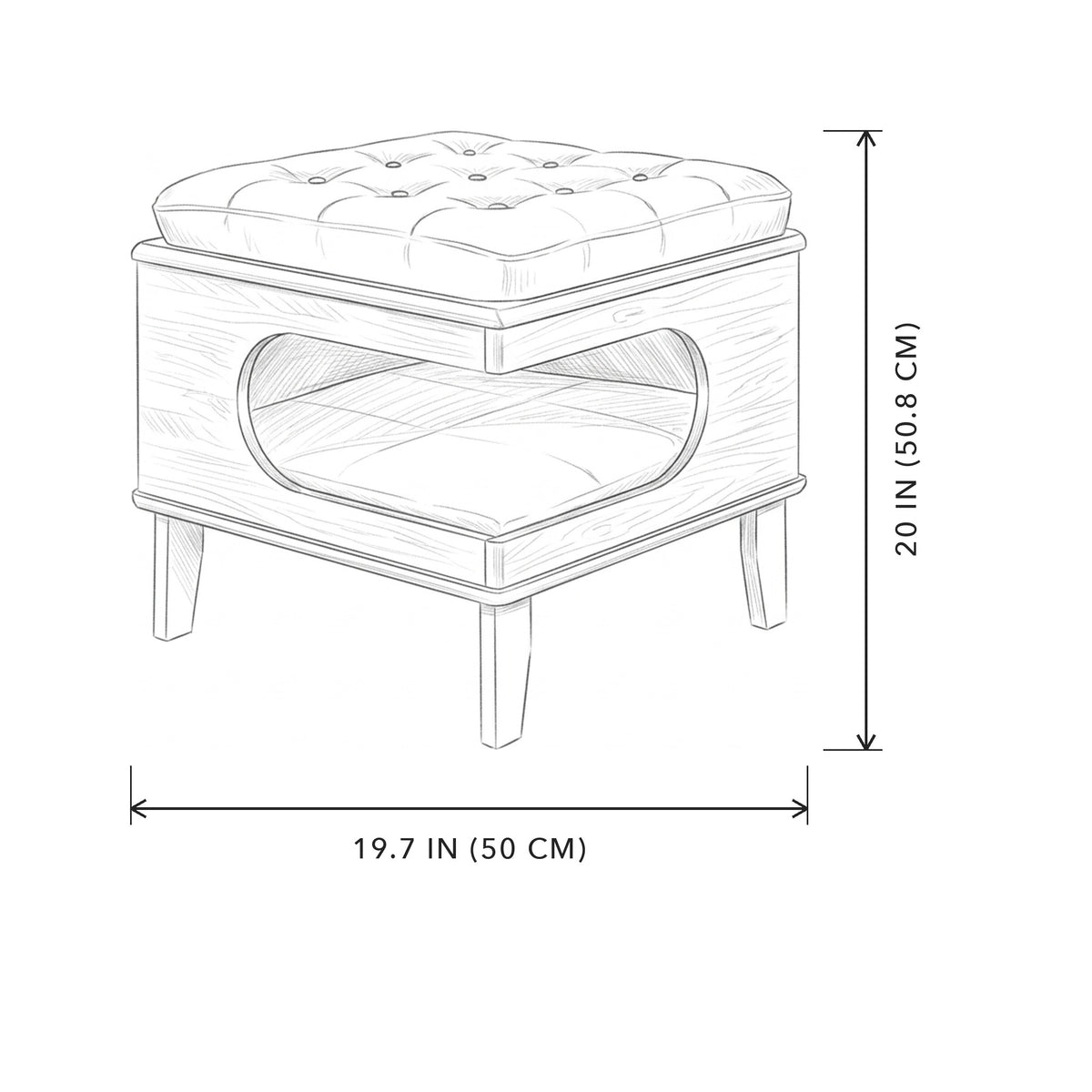 Letitia Ottoman Cat Bed, sizing