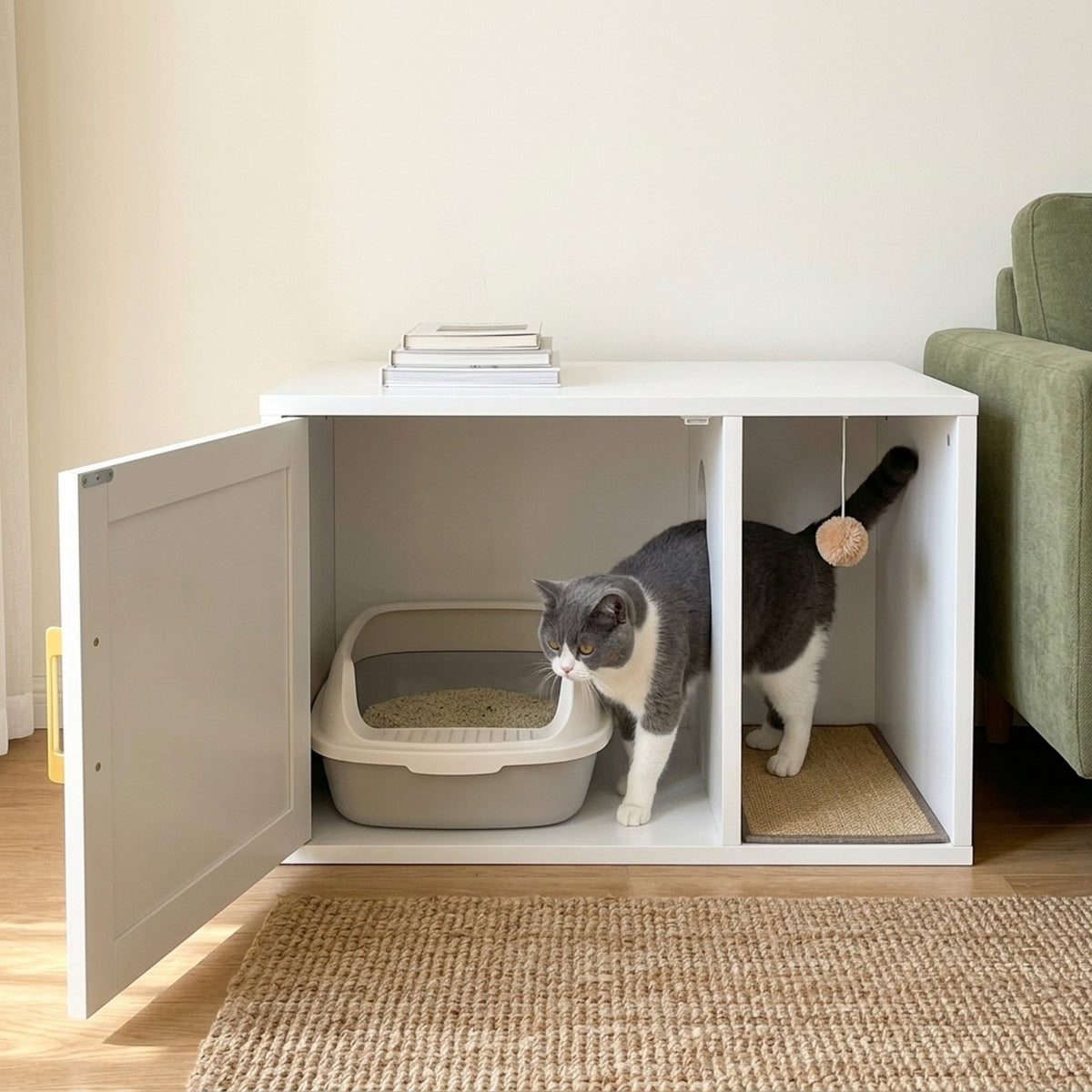 Hideaway Litter Box Furniture, inside view