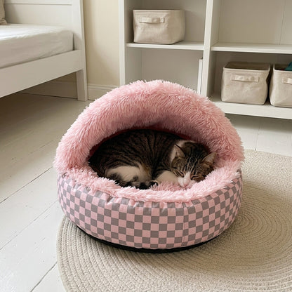 Snuggle Hooded Cat Cave Bed, nursery bicolor