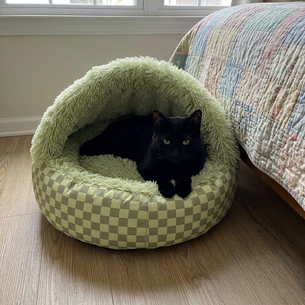 Snuggle Hooded Cat Cave Bed, guestroom black
