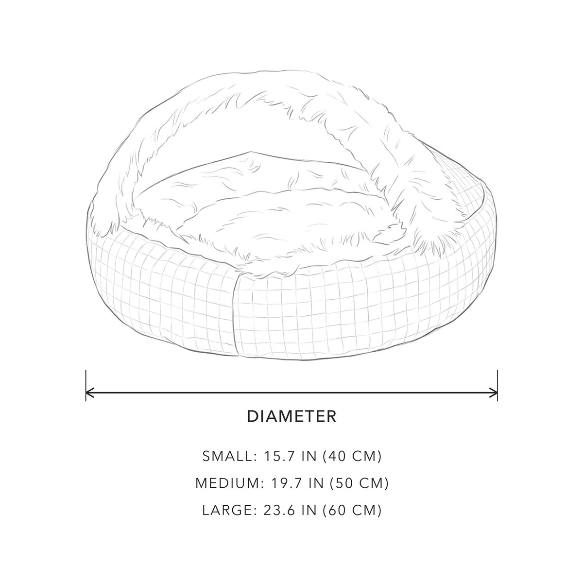 Snuggle Hooded Cat Cave Bed, sizing