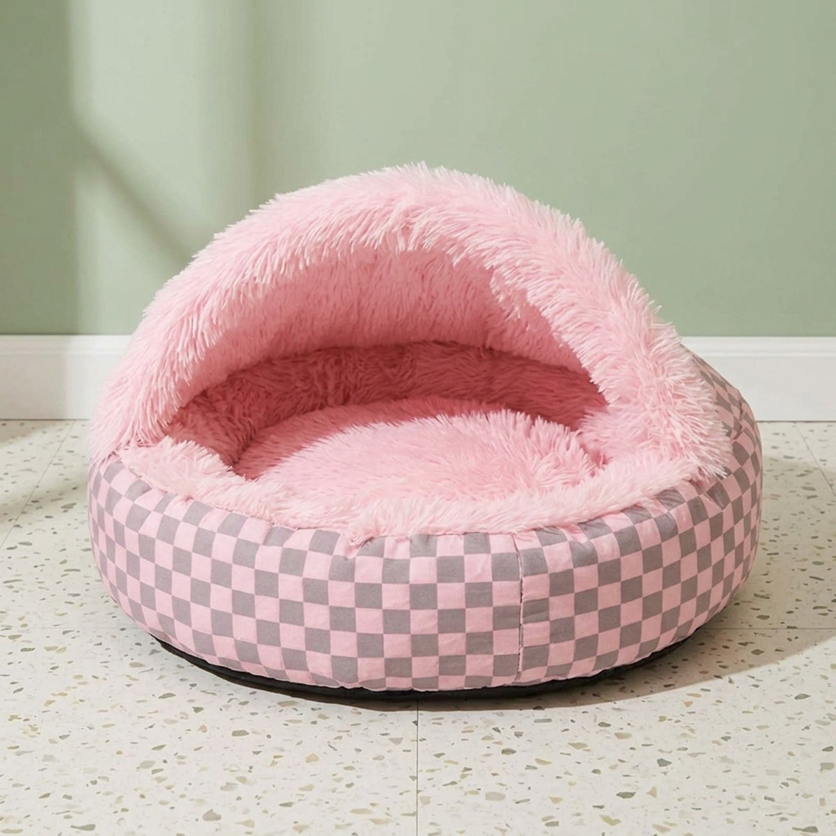 Snuggle Hooded Cat Cave Bed, hero pink