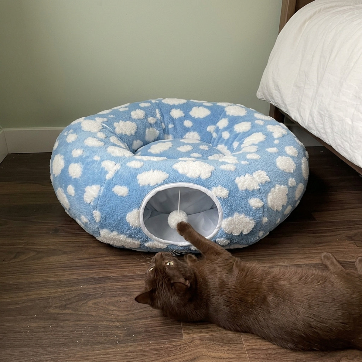 Donut Tunnel Cat Bed, bedroom havana