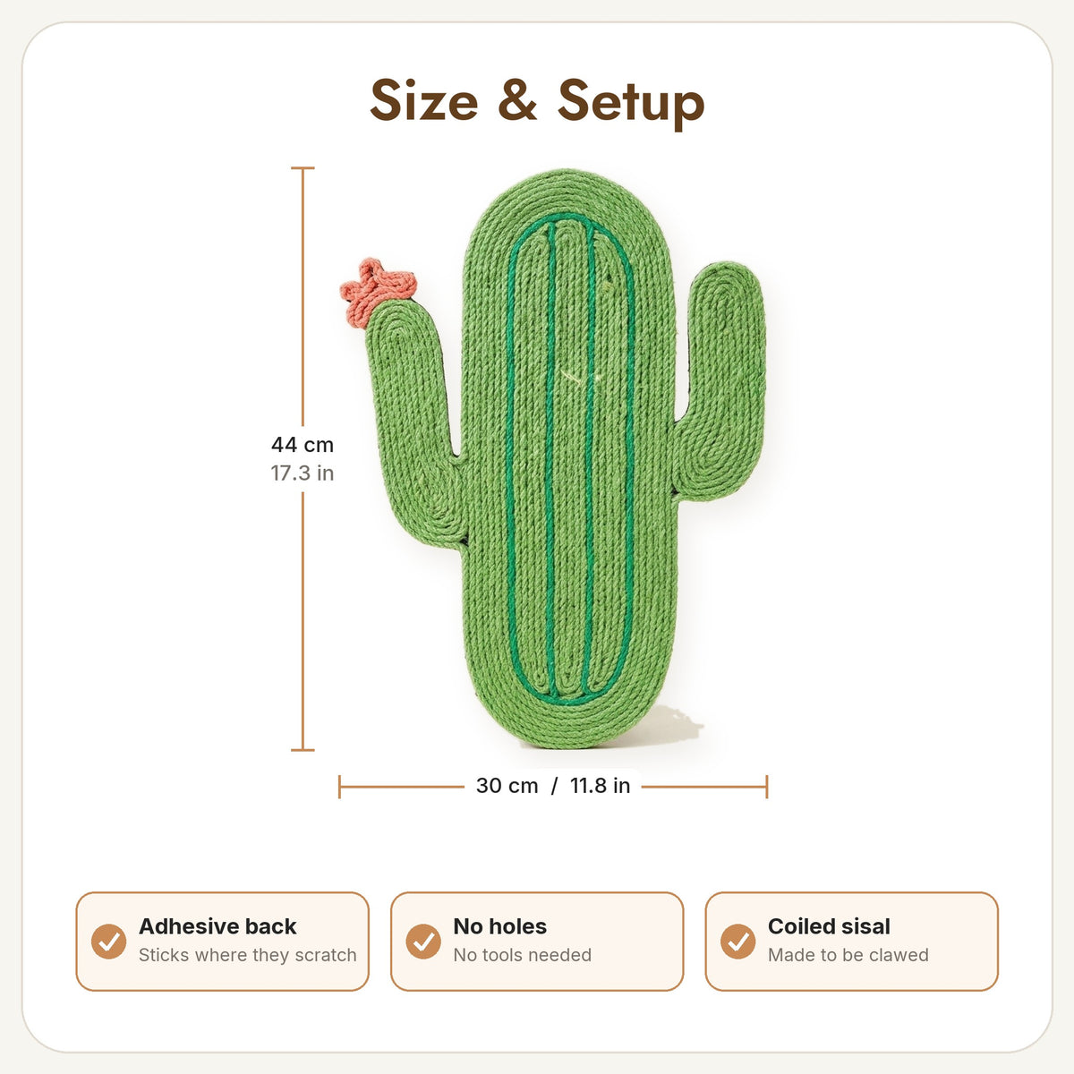 Saguaro scratcher size 44 x 30 cm, 17.3 x 11.8 in, adhesive back