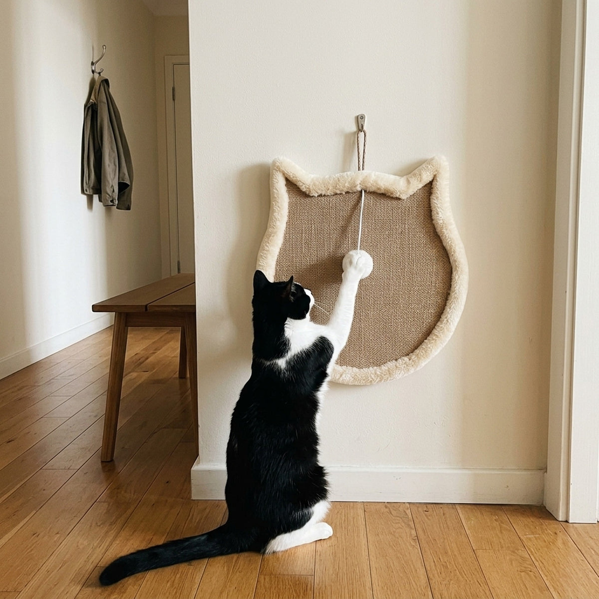 Sisal Standing Mat with a cat at home