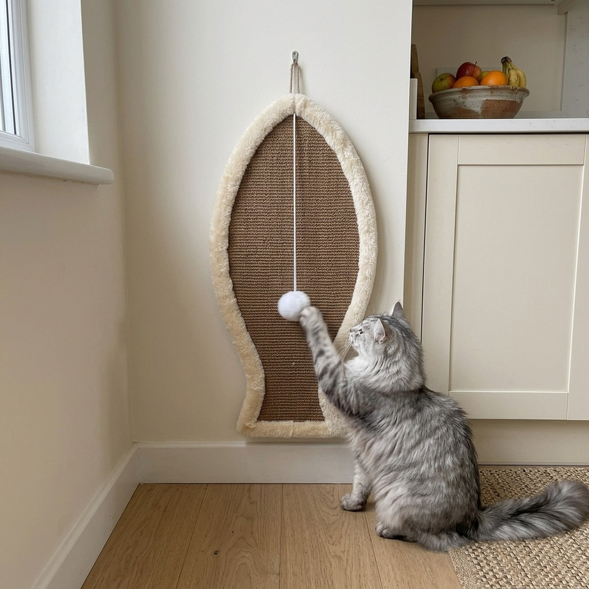 Sisal Standing Mat with a cat at home
