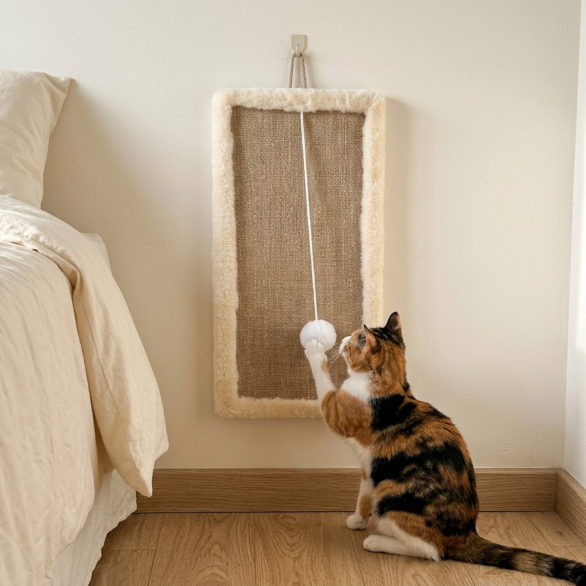 Sisal Standing Mat with a cat at home