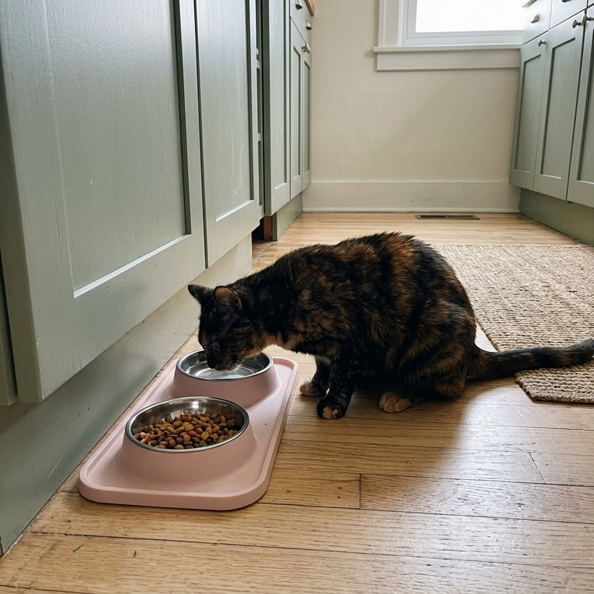 Double Cat Bowl Set, galley kitchen