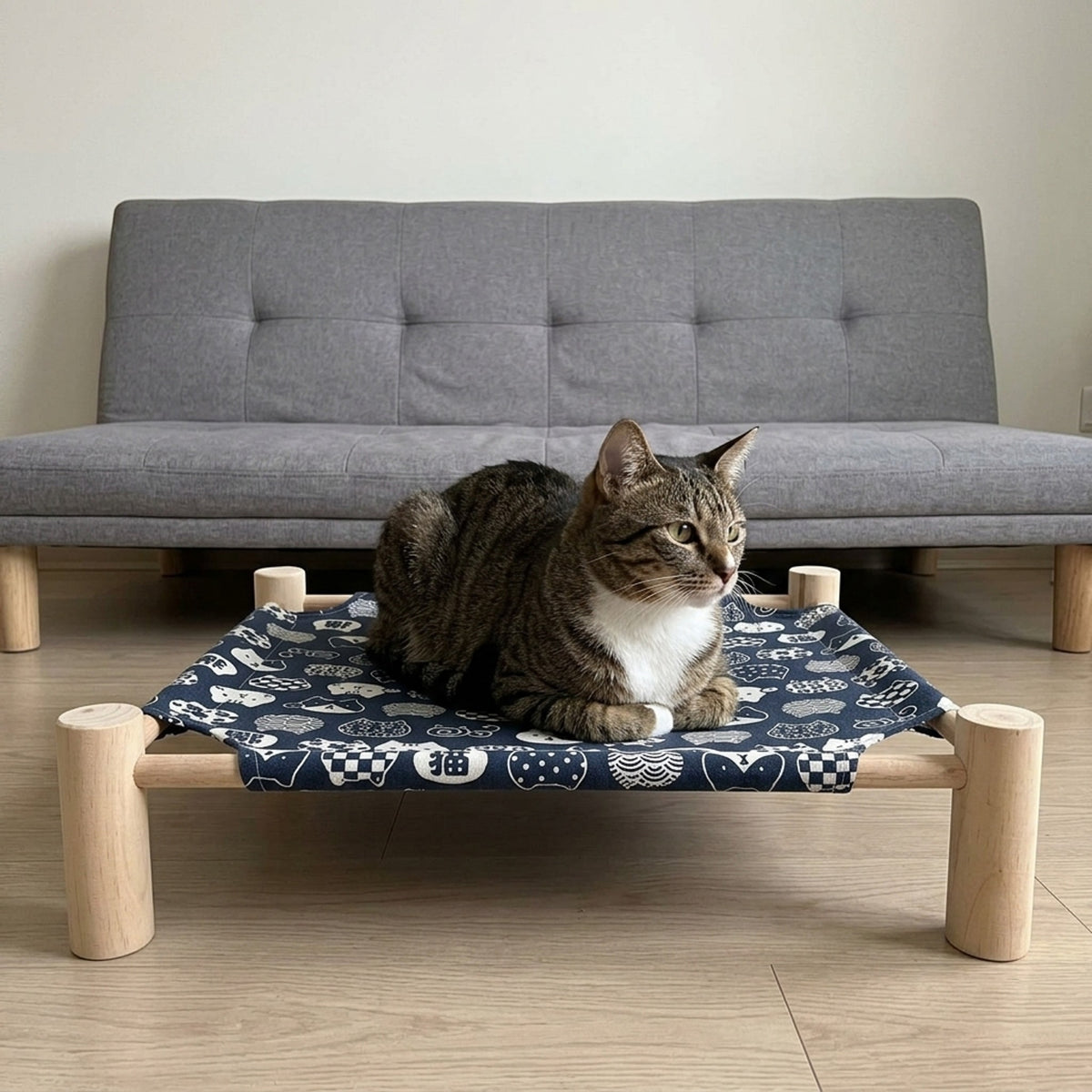 Campout Elevated Cat Bed, futon tabby