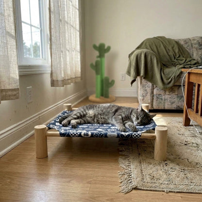 Campout Elevated Cat Bed, living room grey tabby