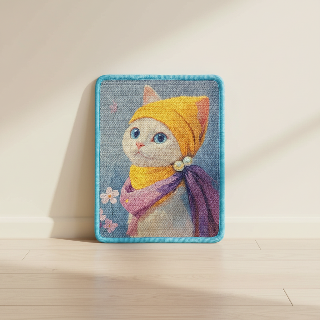 Damzel cat scratcher art decor - Girl with Pearl Earring inspired