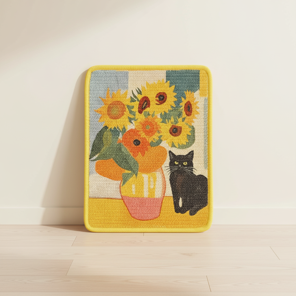 Flower cat scratcher art decor - Sunflowers inspired