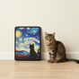 Stary cat scratcher with cat - Starry Night inspired