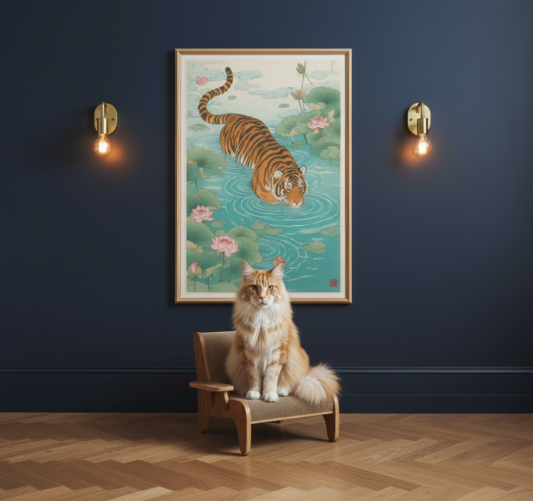 print tiger navy mainecoon throne 23