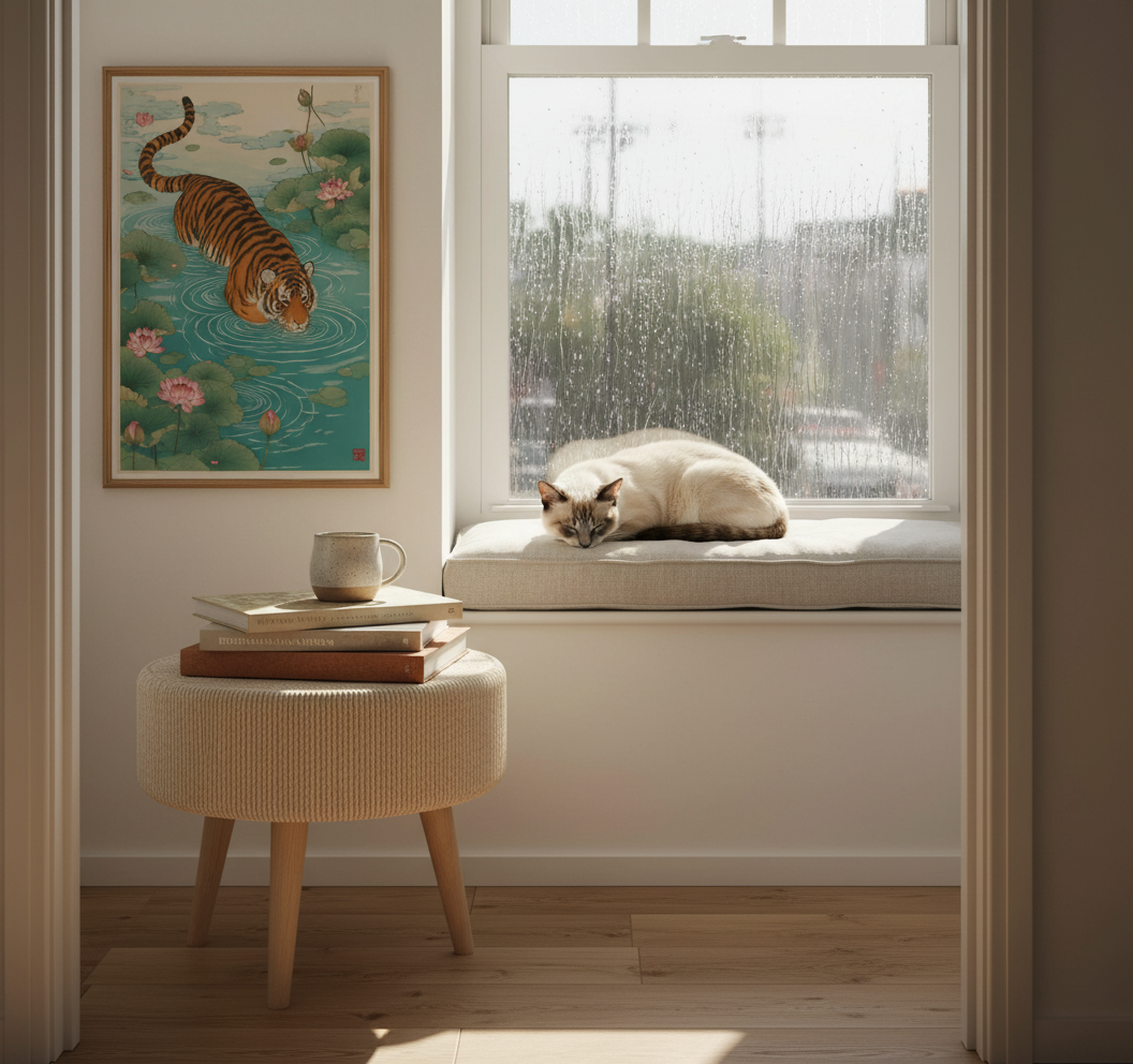 print tiger reading nook siamese 17
